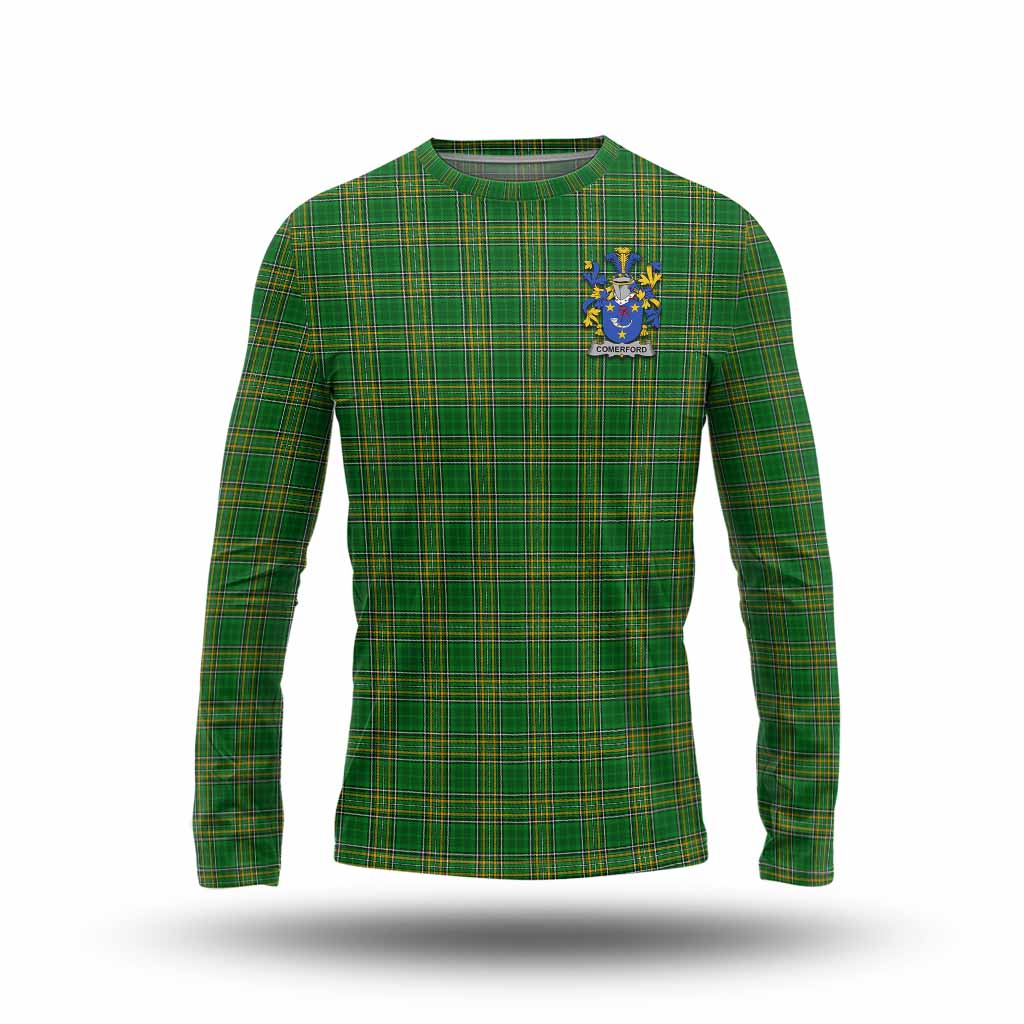 Tartan Vibes Clothing Comerford Irish Clan Tartan Long Sleeve T-Shirt with Coat of Arms