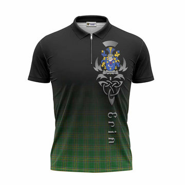 Comerford Irish Clan Zipper Polo Shirt with Coat of Arms Erin Go Bragh Celtic Inspired
