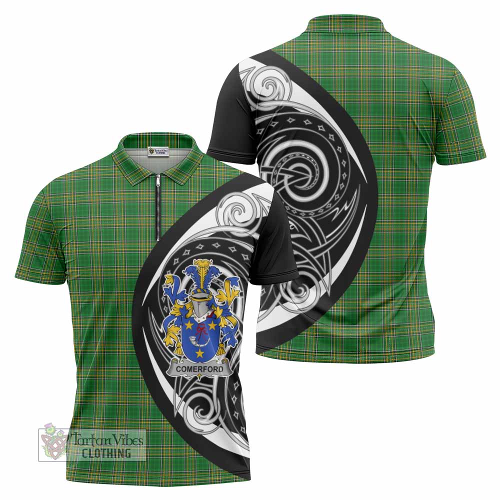 Tartan Vibes Clothing Comerford Irish Clan Zipper Polo Shirt Celtic Circle Style