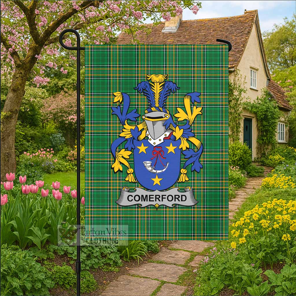 Comerford Irish Clan Tartan Flag with Coat of Arms