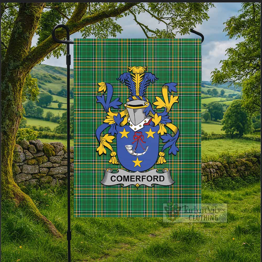 Comerford Irish Clan Tartan Flag with Coat of Arms