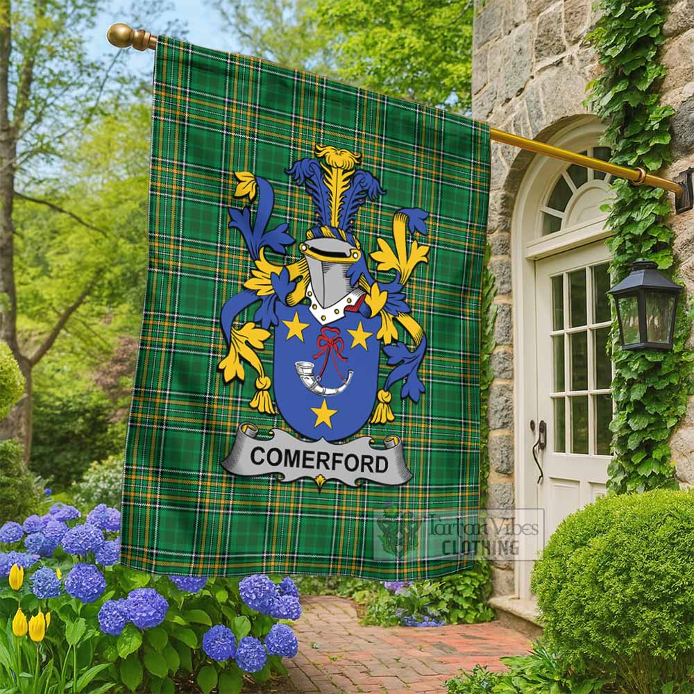 Comerford Irish Clan Tartan Flag with Coat of Arms