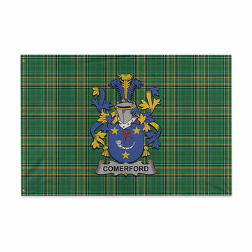 Comerford Irish Clan Tartan House Flag with Coat of Arms