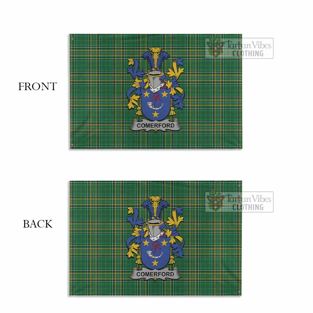Tartan Vibes Clothing Comerford Irish Clan Tartan House Flag with Coat of Arms
