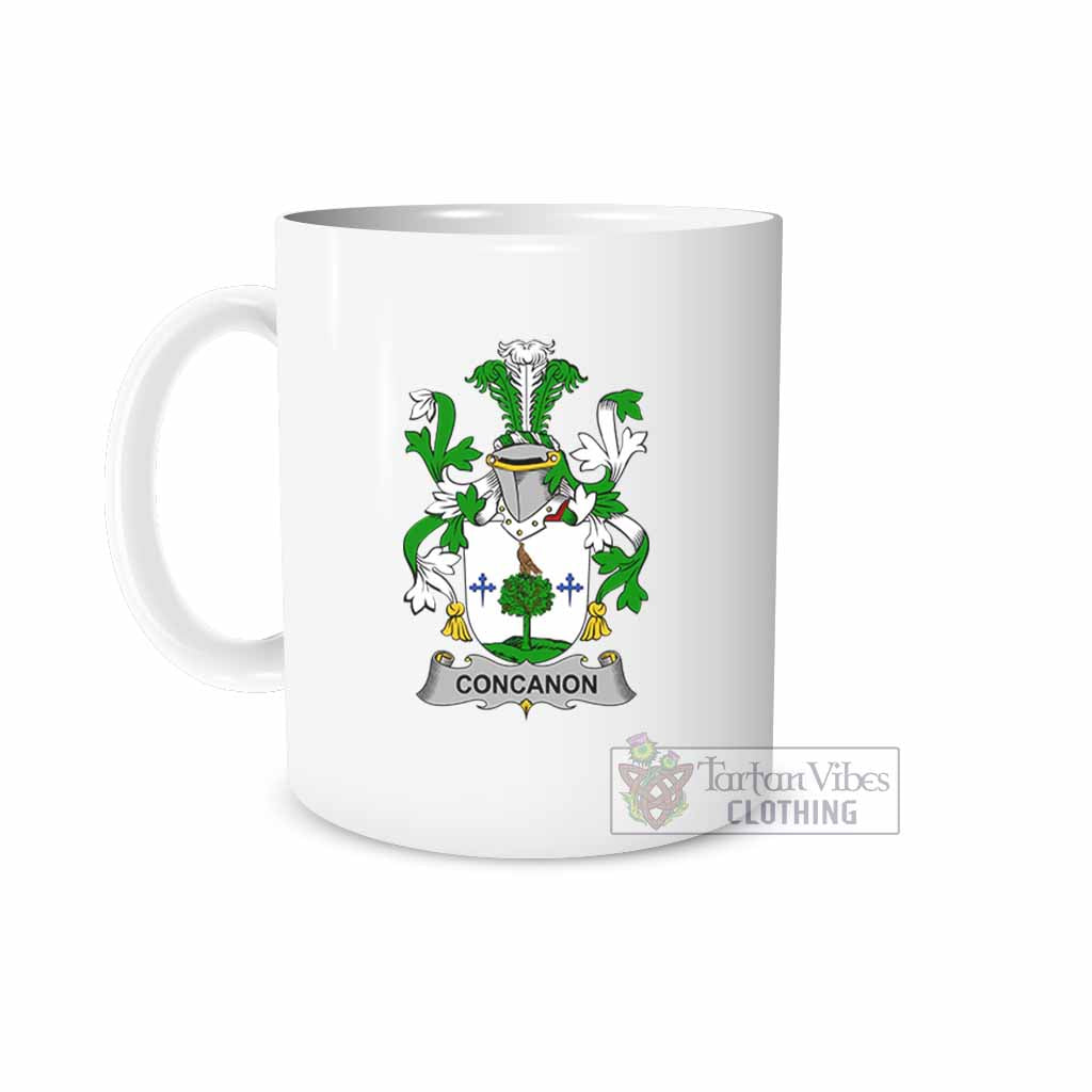 Concanon Irish Clan Coat of Arms Ceramic Mug White - 2D-tartanvibesclothing
