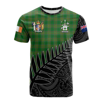 Concanon Irish Clan Tartan Cotton T-shirt with Coat of Arms New Zealand Silver Fern Half Style