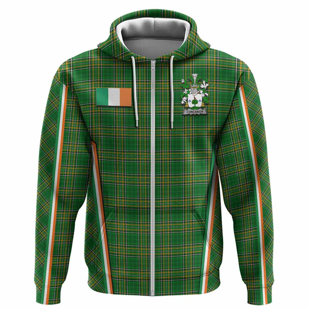 Concanon Irish Clan Coat of Arm Tartan Hoodie Flag Style