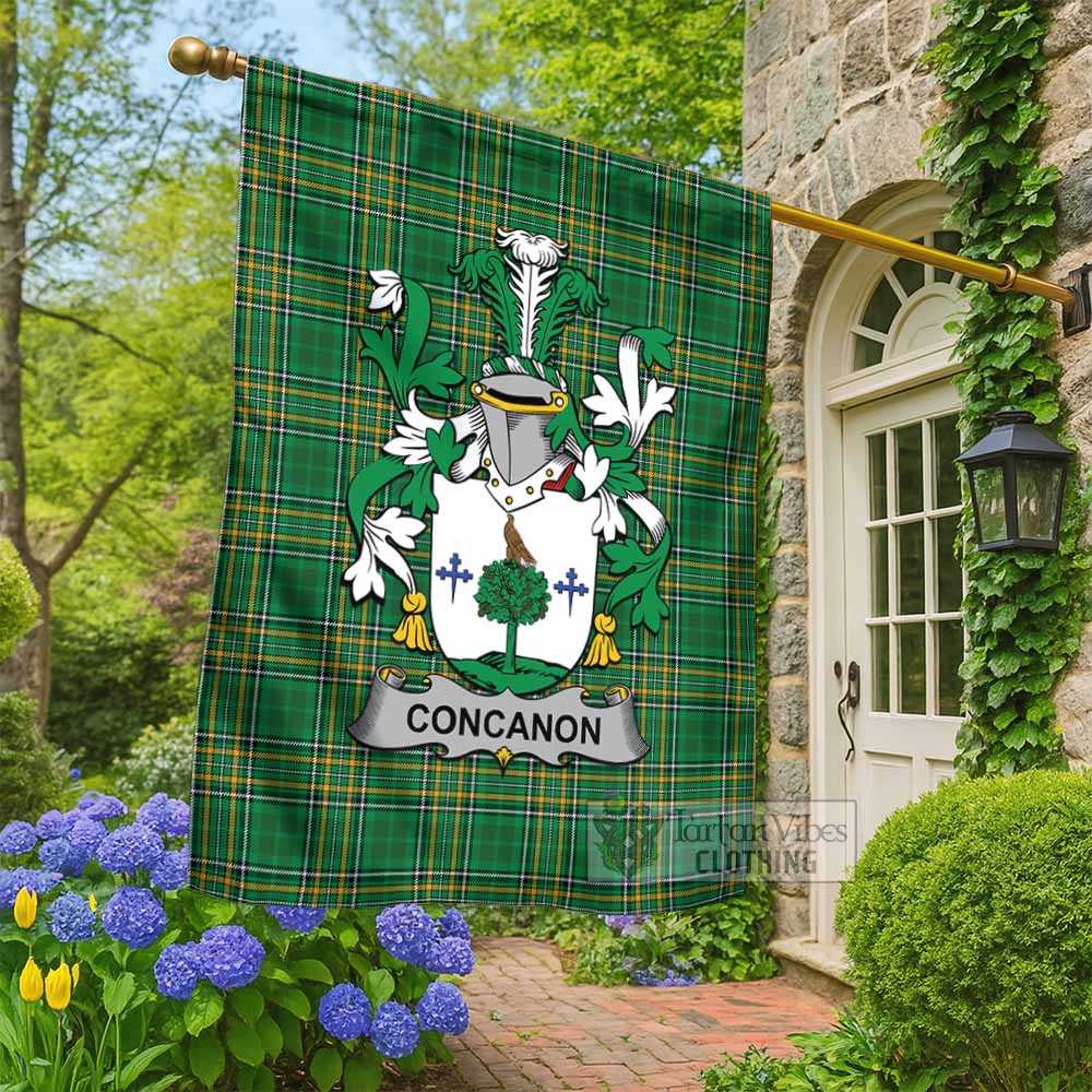 Concanon Irish Clan Tartan Flag with Coat of Arms