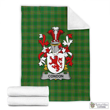 Condon Irish Clan Tartan Blanket with Coat of Arms X-Large 59 x 79 inches 150 x 200 cm - Tartan Vibes Clothing