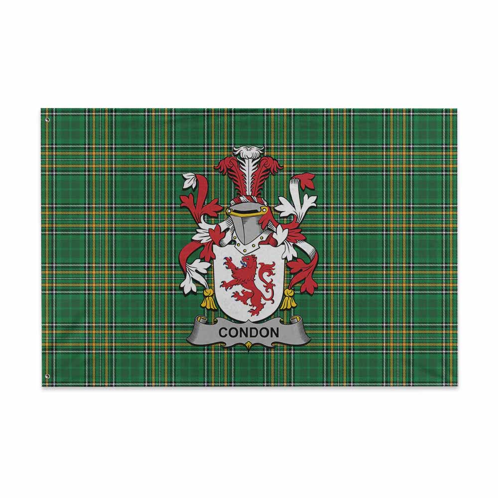 Tartan Vibes Clothing Condon Irish Clan Tartan House Flag with Coat of Arms