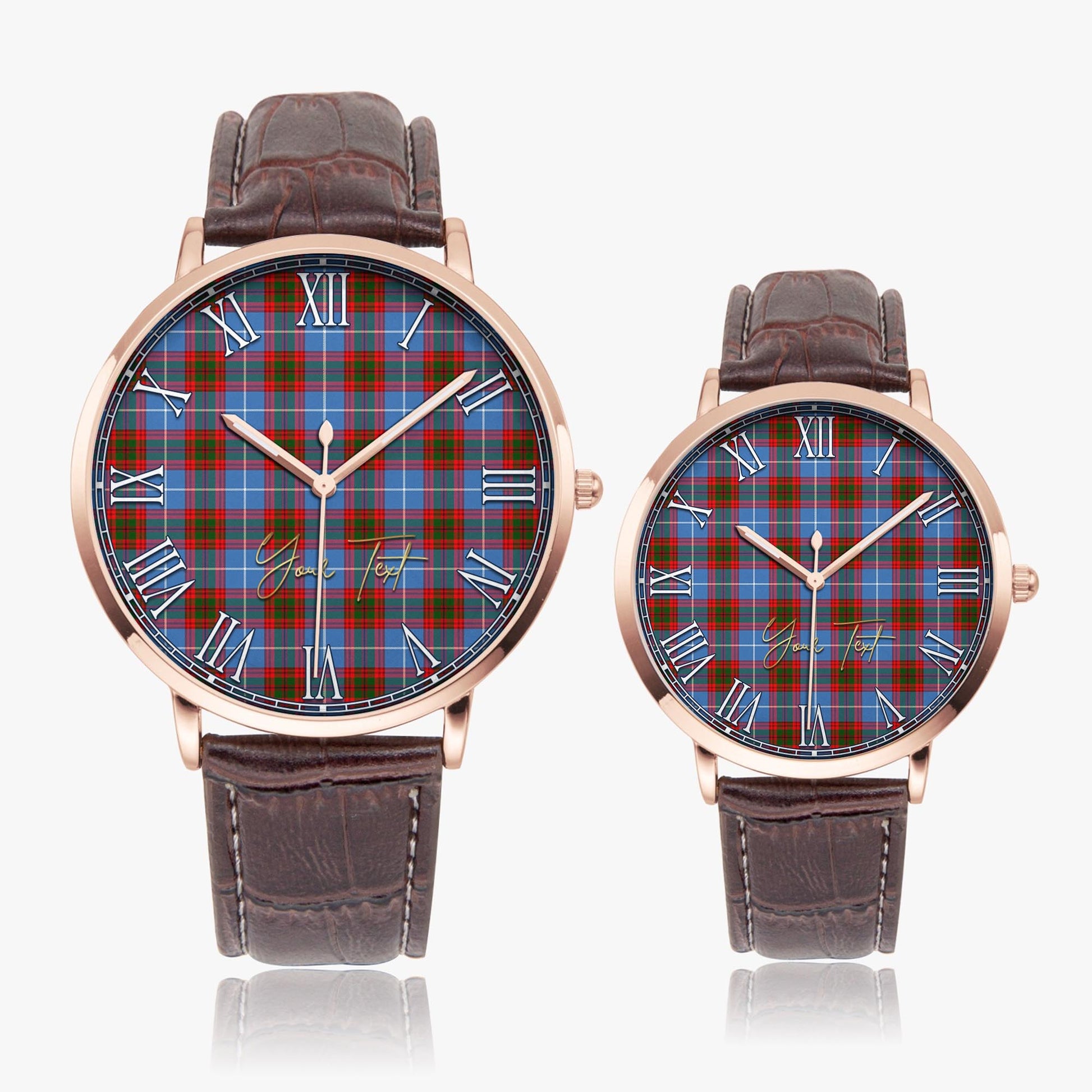 Congilton Tartan Personalized Your Text Leather Trap Quartz Watch - Tartan Vibes Clothing