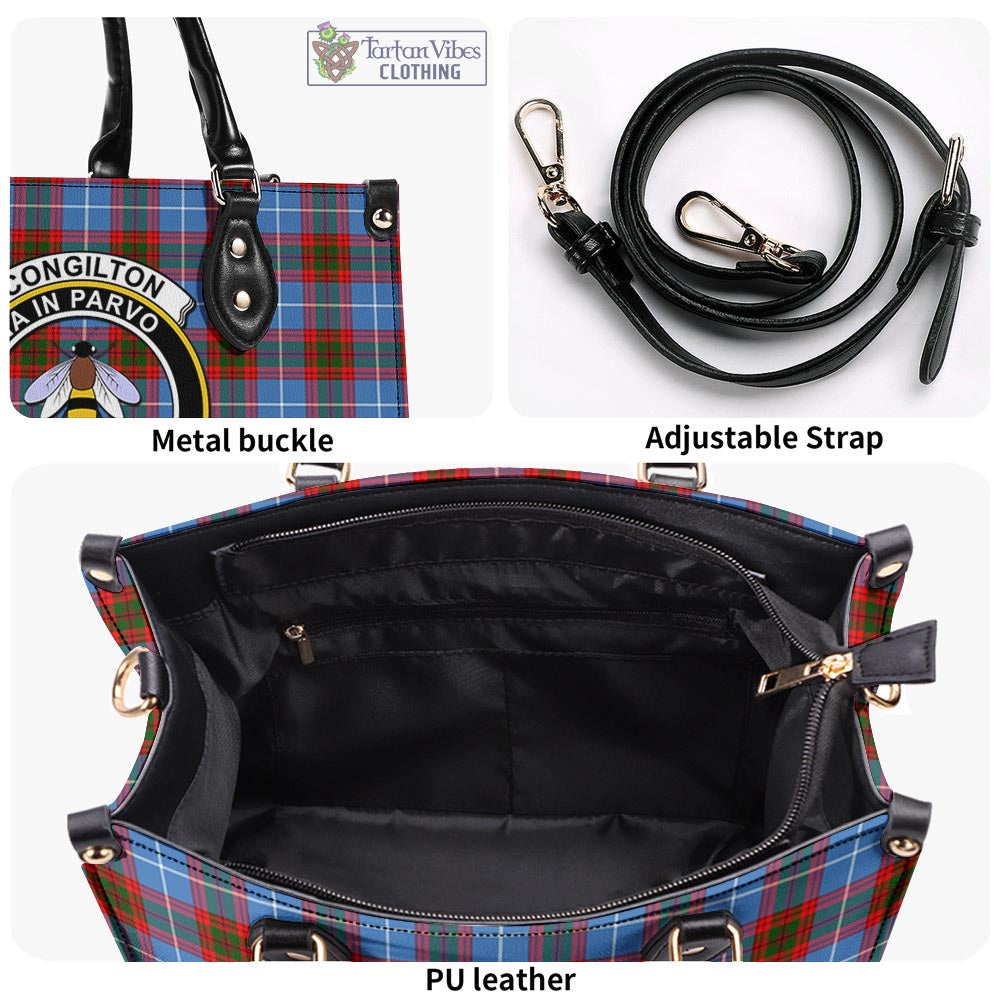 Congilton Tartan Luxury Leather Handbags with Family Crest - Tartan Vibes Clothing