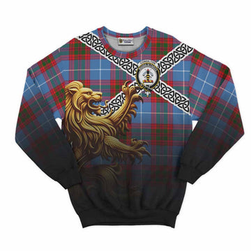 Congilton Crest Tartan Sweatshirt with Golden Lion Emblem Celtic Style Unisex - Tartan Vibes Clothing