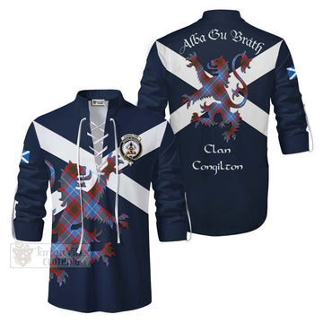 Congilton Tartan Lion Rampant Ghillie Kilt Shirt Proudly Display Your Heritage with Alba Gu Brath and Clan Name Men - Tartan Vibes Clothing