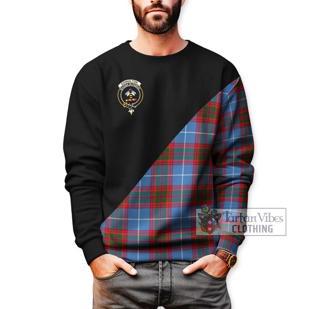 Congilton Tartan Sweatshirt with Family Crest and Military Logo Style Unisex - Tartan Vibes Clothing