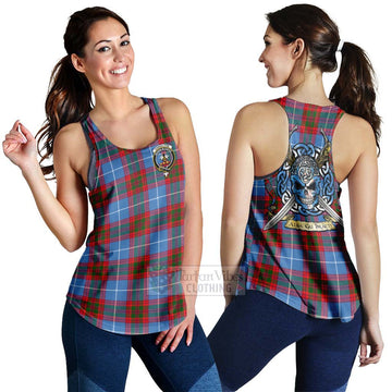 Congilton Tartan Women's Racerback Tanks with Family Crest Celtic Skull Style 4XL - Tartan Vibes Clothing