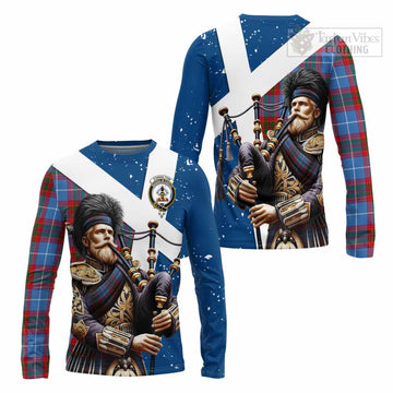 Congilton Tartan Long Sleeve T-Shirt with Family Crest Scottish Bagpiper Vibes Unisex - Tartan Vibes Clothing