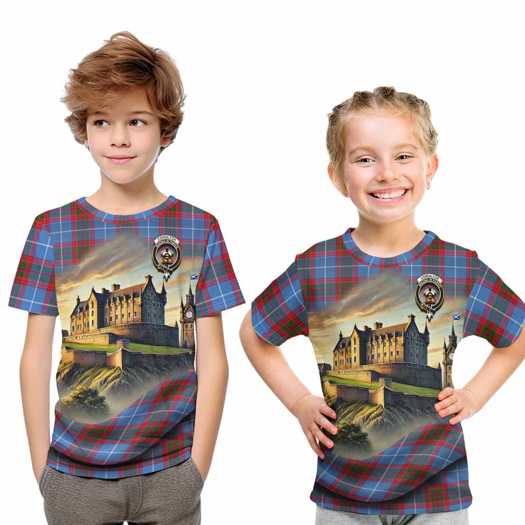 Congilton Tartan Family Crest Kid T-Shirt with Scottish Ancient Castle Style Youth XL Size14 - Tartan Vibes Clothing