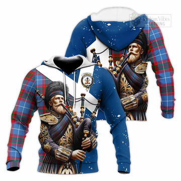 Congilton Tartan Knitted Hoodie with Family Crest Scottish Bagpiper Vibes Unisex Knitted Pullover Hoodie - Tartan Vibes Clothing