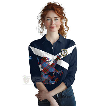 Congilton Tartan Lion Rampant Women's Casual Shirt Proudly Display Your Heritage with Alba Gu Brath and Clan Name Female - Tartan Vibes Clothing