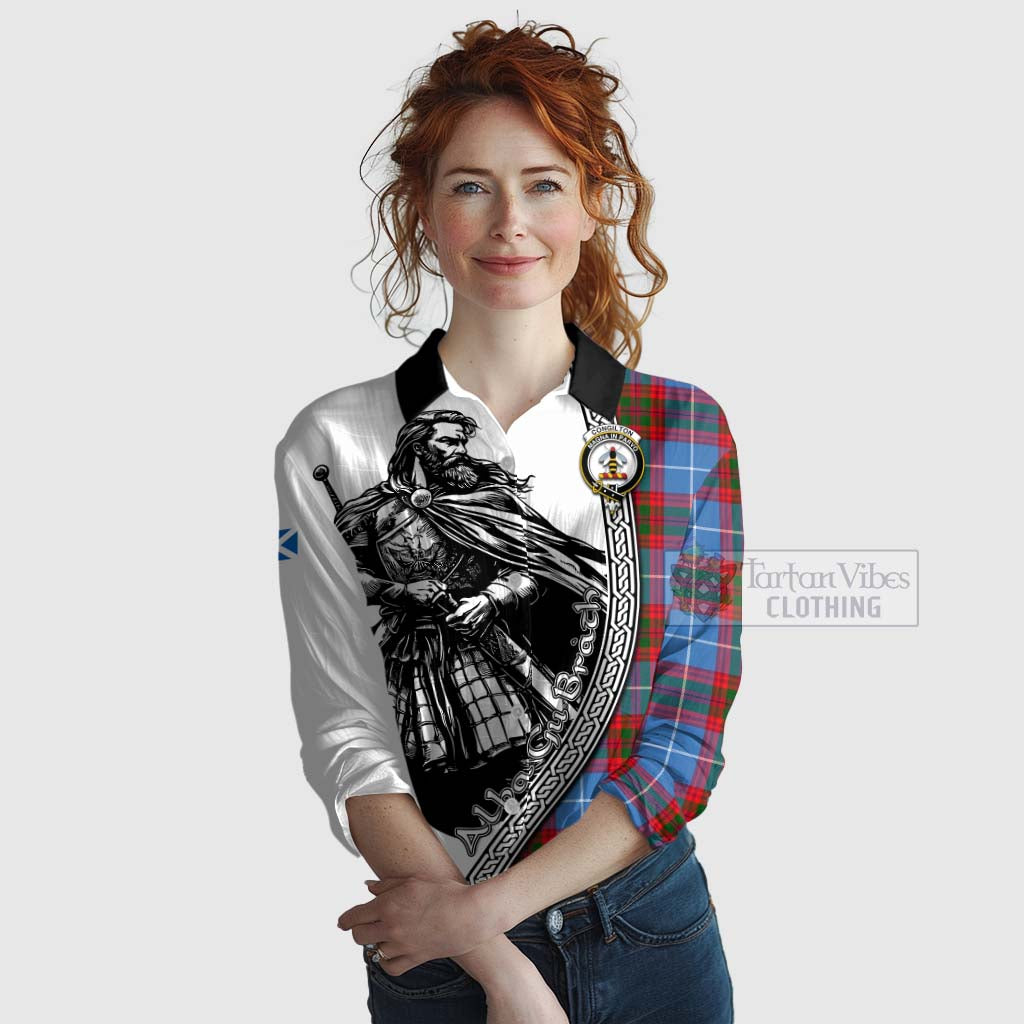 Congilton Tartan Clan Crest Women's Casual Shirt with Highlander Warrior Celtic Style Female - Tartan Vibes Clothing