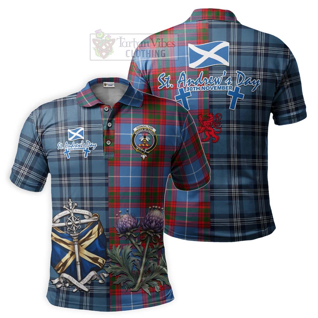 Congilton Tartan Polo Shirt Happy St. Andrew's Day Half Tartan Style Kid - Tartan Vibes Clothing