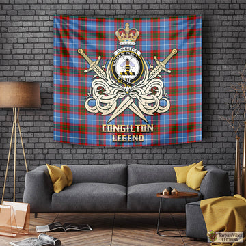 Congilton Tartan Tapestry with Clan Crest and the Golden Sword of Courageous Legacy Tapestry - Tartan Vibes Clothing