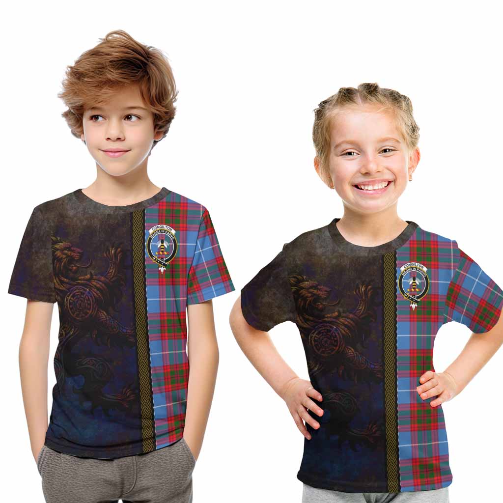 Congilton Tartan Family Crest Kid T-Shirt Alba Gu Brath Be Brave Lion Ancient Style Youth XL Size14 - Tartan Vibes Clothing