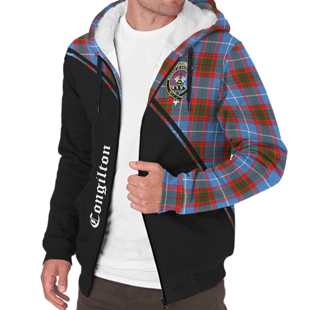 Congilton Tartan Sherpa Hoodie with Family Crest Curve Style Unisex - Tartan Vibes Clothing