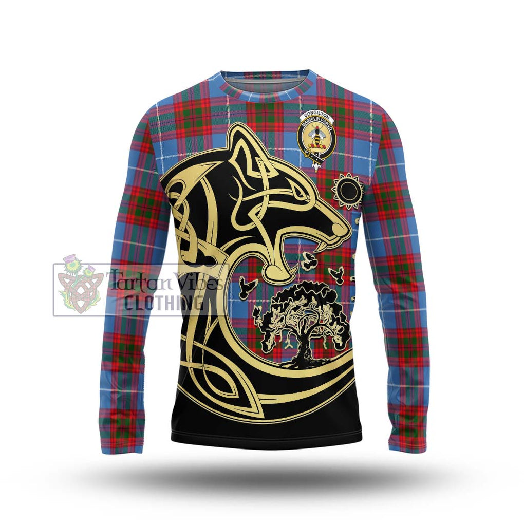 Congilton Tartan Long Sleeve T-Shirt with Family Crest Celtic Wolf Style Unisex - Tartan Vibes Clothing