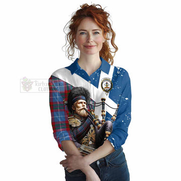 Congilton Tartan Women's Casual Shirt with Family Crest Scottish Bagpiper Vibes Female - Tartan Vibes Clothing