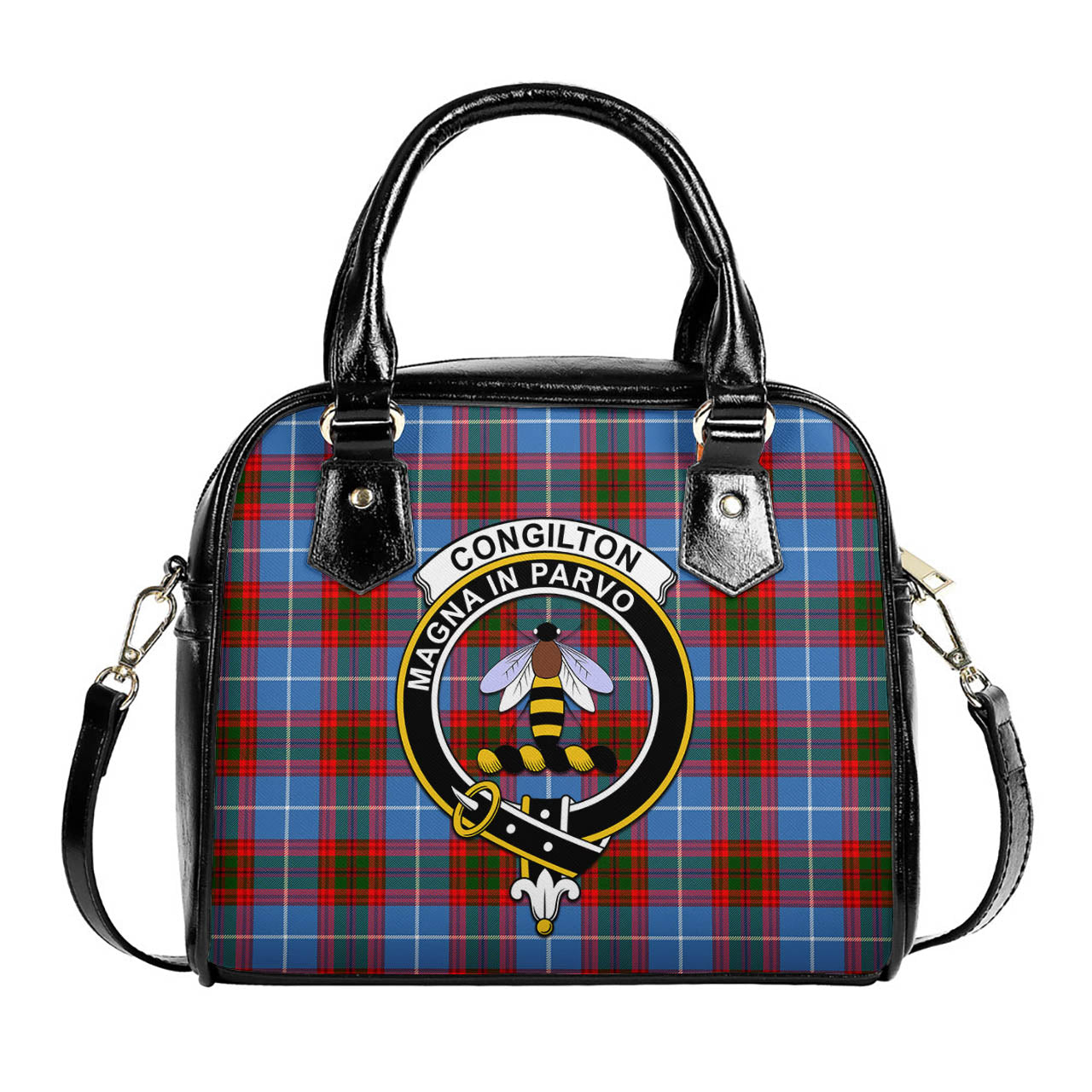 Congilton Tartan Shoulder Handbags with Family Crest One Size 9*21*24 cm (3.54*8.27*9.45 inches) - Tartan Vibes Clothing