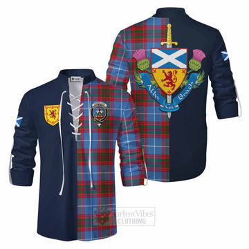 Congilton Tartan Ghillie Kilt Shirt Alba with Scottish Lion Royal Arm Half Style Men - Tartan Vibes Clothing