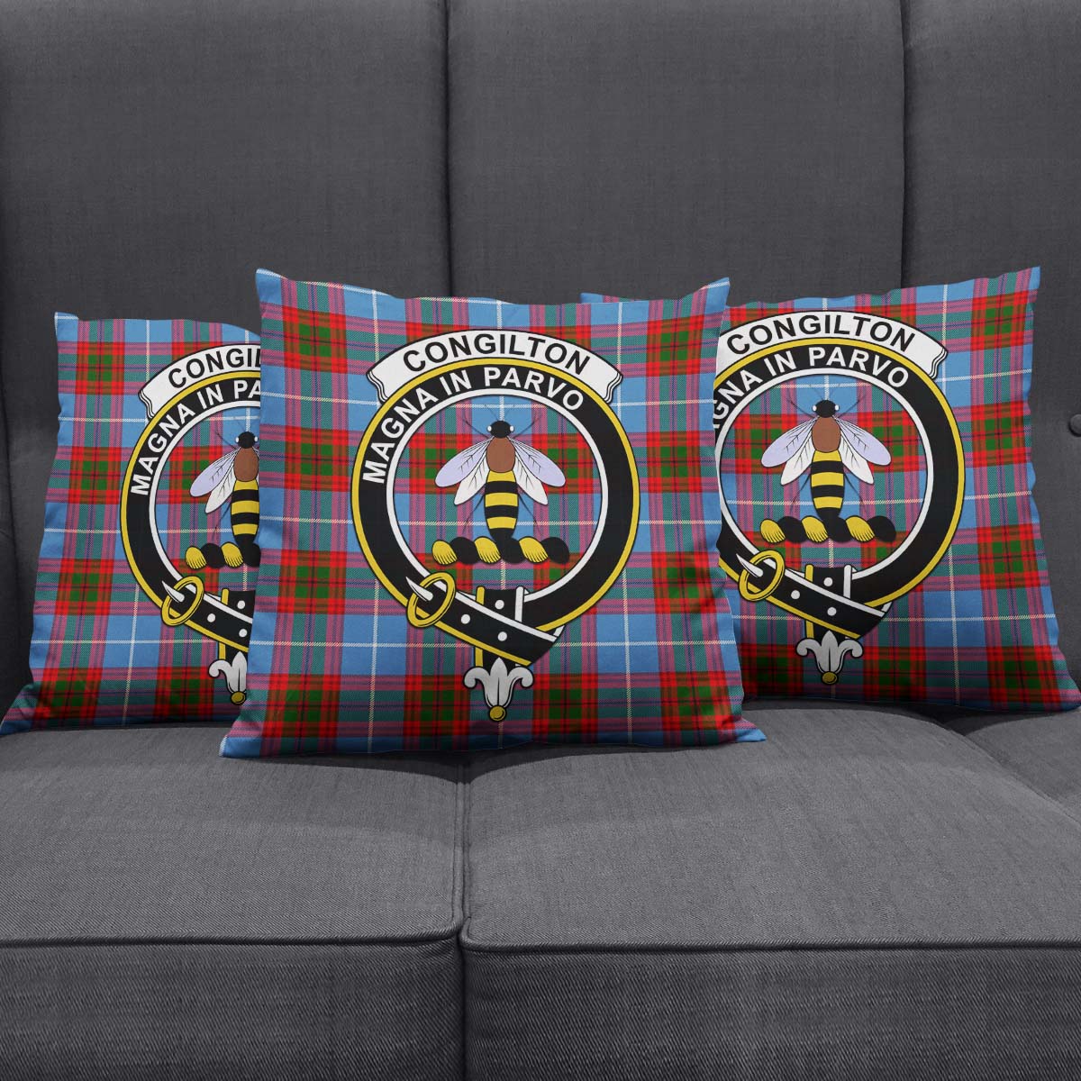 Congilton Tartan Pillow Cover with Family Crest Rectangle Pillow Cover 51*91cm - Tartan Vibes Clothing