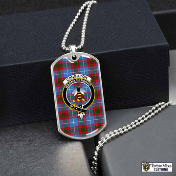 Tartan Vibes Clothing Congilton Tartan Dog Tag Necklace with Family Crest