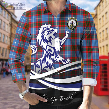 Congilton Tartan Long Sleeve Button Up Shirt with Alba Gu Brath Regal Lion Emblem