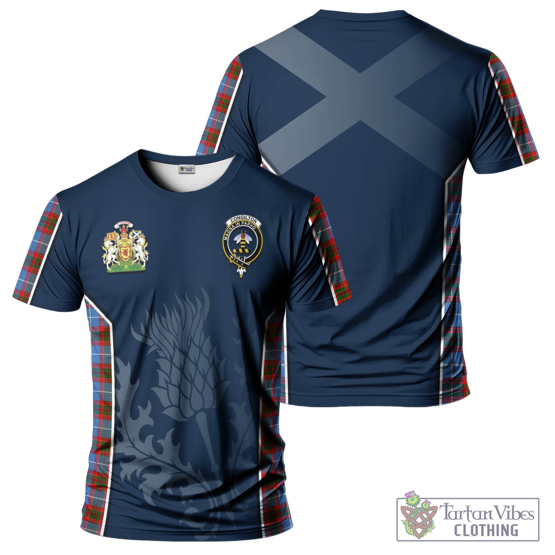 Congilton Tartan T-Shirt with Family Crest and Scottish Thistle Vibes Sport Style Kid's Shirt - Tartan Vibes Clothing