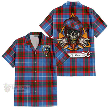 Congilton Tartan Hawaiian Shirt with Family Crest and Bearded Skull Holding Bottles of Whiskey Kid - Tartan Vibes Clothing