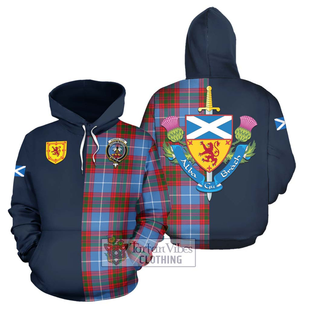 Congilton Tartan Hoodie Alba with Scottish Lion Royal Arm Half Style Zip Hoodie - Tartan Vibes Clothing