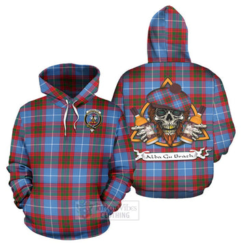 Congilton Tartan Hoodie with Family Crest and Bearded Skull Holding Bottles of Whiskey Zip Hoodie - Tartan Vibes Clothing