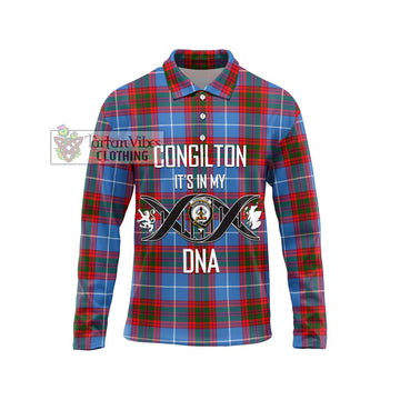 Congilton Tartan Long Sleeve Polo Shirt with Family Crest DNA In Me Style Unisex - Tartan Vibes Clothing