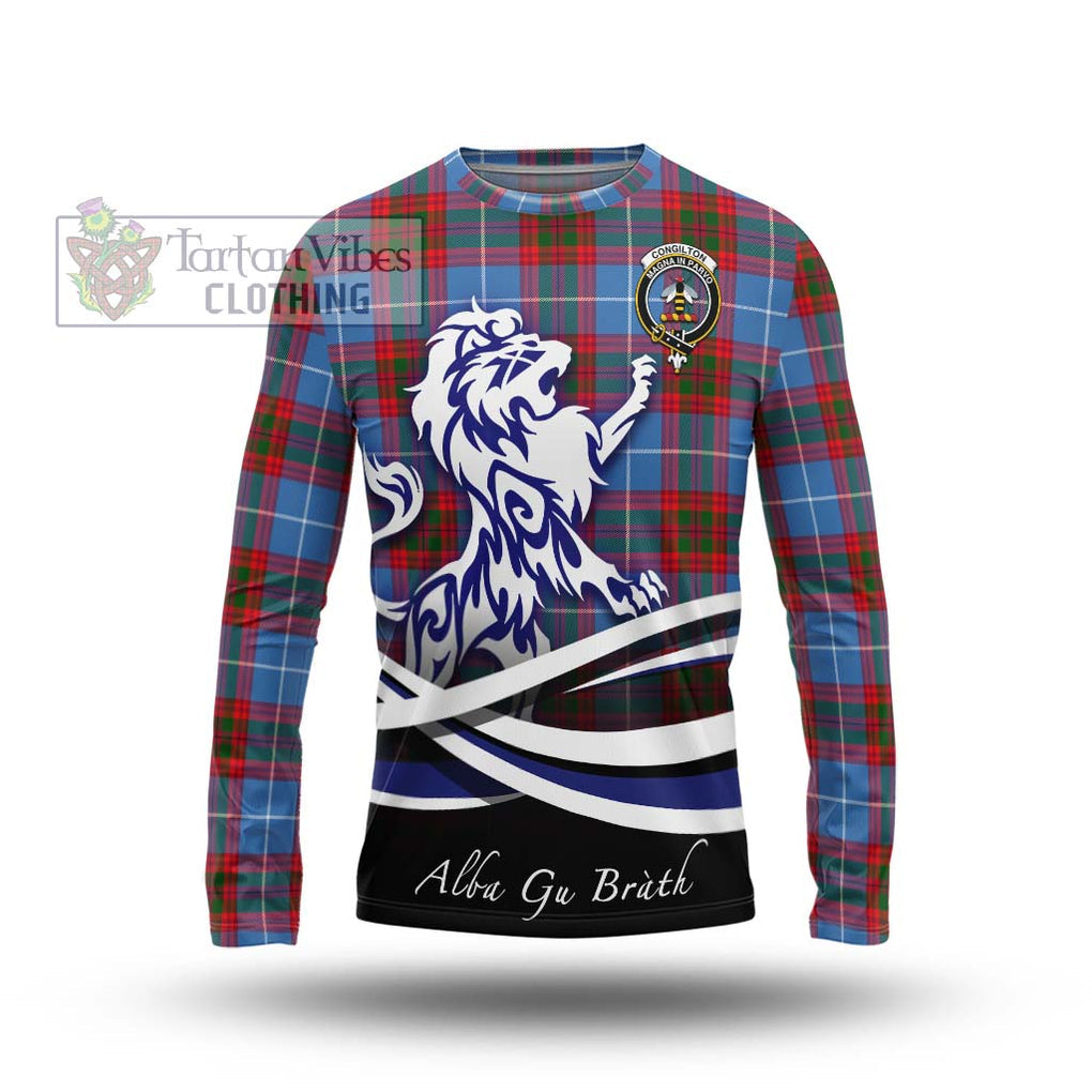 Congilton Tartan Long Sleeve T-Shirt with Alba Gu Brath Regal Lion Emblem Unisex - Tartan Vibes Clothing