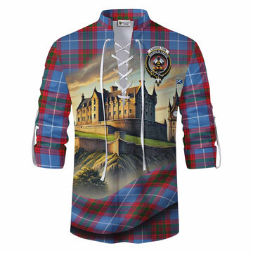 Congilton Tartan Family Crest Ghillie Kilt Shirt with Scottish Ancient Castle Style Men - Tartan Vibes Clothing