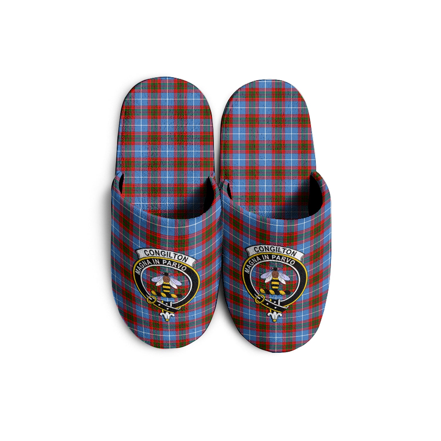 Congilton Tartan Home Slippers with Family Crest KIDS - Tartan Vibes Clothing