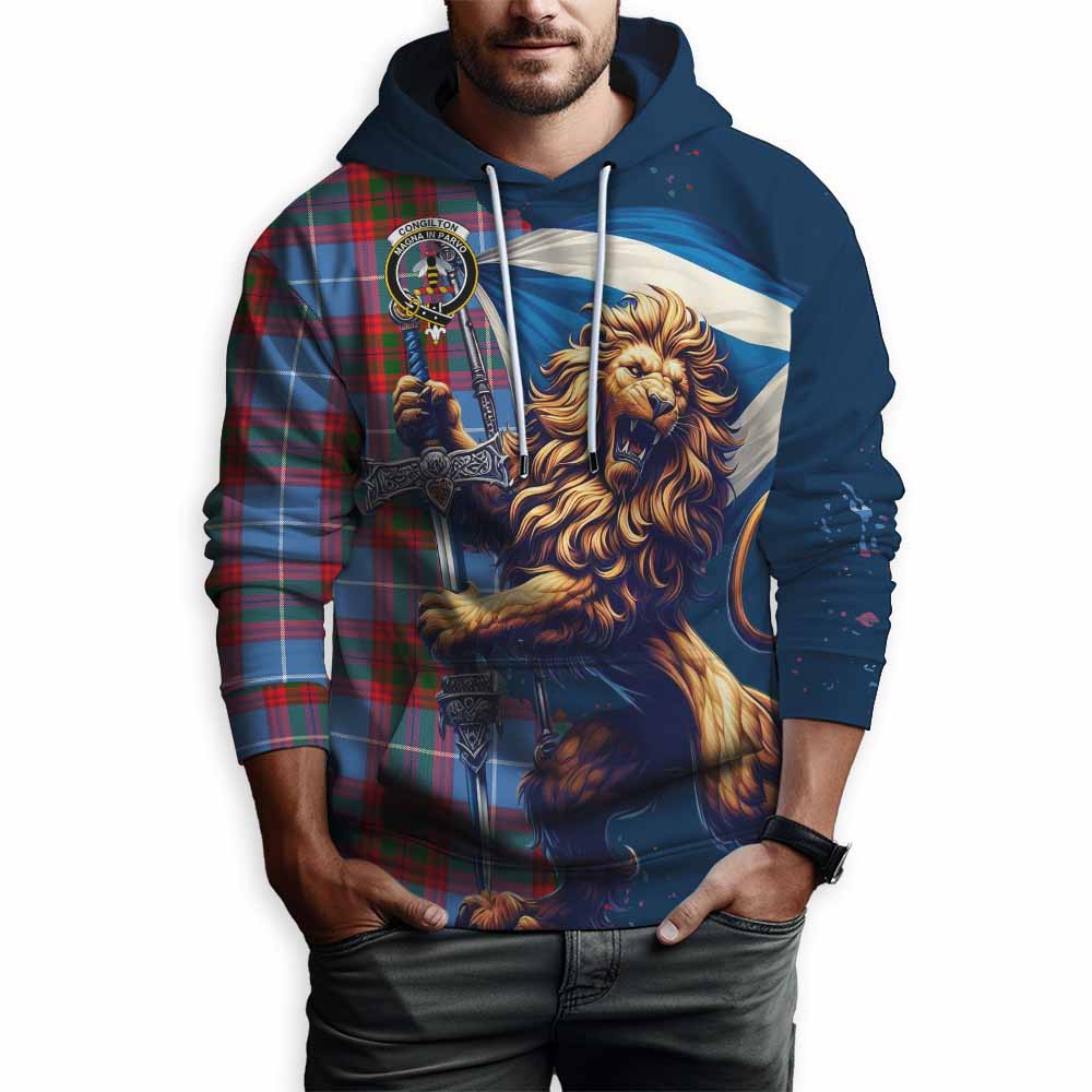Congilton Tartan Family Crest Hoodie with Scottish Majestic Lion Zip Hoodie - Tartan Vibes Clothing