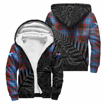Congilton Crest Tartan Sherpa Hoodie with New Zealand Silver Fern Half Style Unisex S - Tartan Vibes Clothing