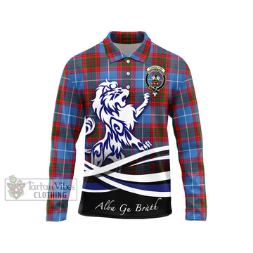 Congilton Tartan Long Sleeve Polo Shirt with Alba Gu Brath Regal Lion Emblem Unisex - Tartan Vibes Clothing