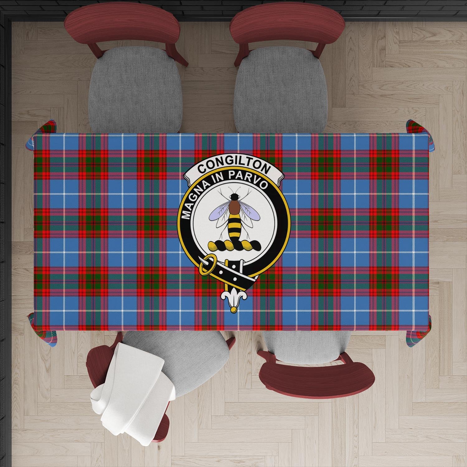 Congilton Tartan Tablecloth with Family Crest XL 57.1"x70.9"(145x180cm) - Tartan Vibes Clothing