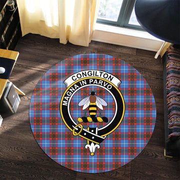 Congilton Tartan Round Rug with Family Crest Premium Round Rug - Tartan Vibes Clothing