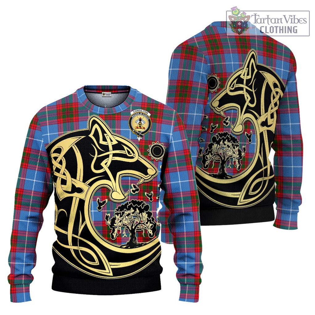 Congilton Tartan Ugly Sweater with Family Crest Celtic Wolf Style Unisex - Tartan Vibes Clothing